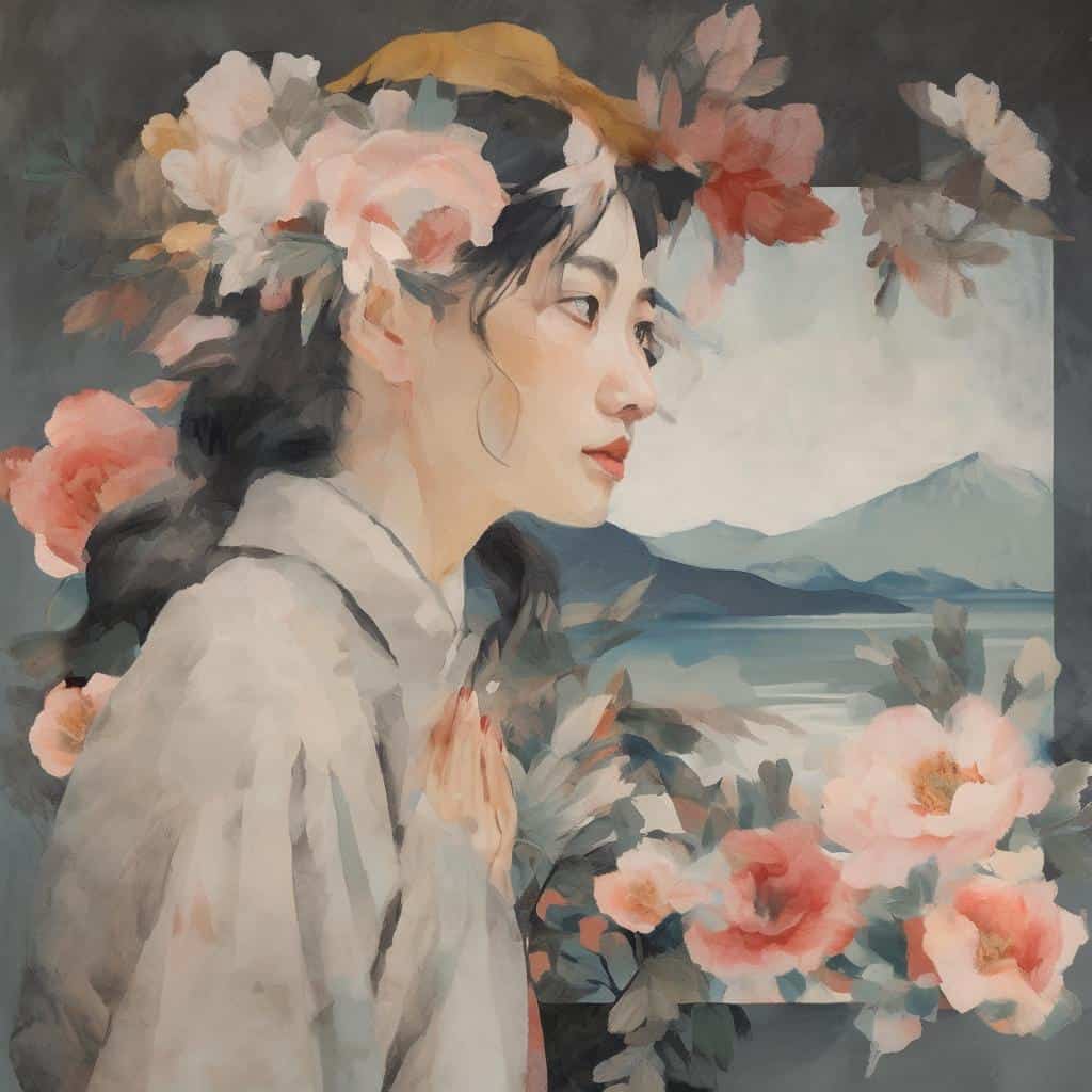 Γυναίκα με ανθοστολισμένο κεφάλι σε ζωγραφική, Μορφές που Ζωντανεύουν τον Χρόνο.